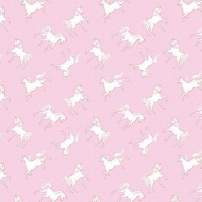 Prance- Arabian Horses in Coral, White and Bubblegum Pink