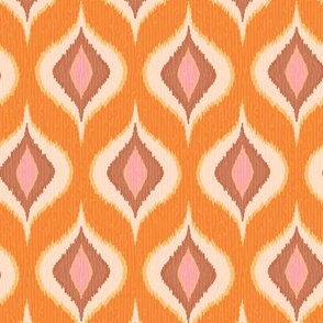 Ikat waves retro orange brown XL wallpaper scale by Pippa Shaw