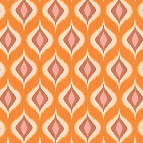 Ikat waves retro orange brown Large wallpaper scale by Pippa Shaw