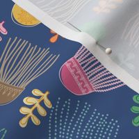 Bright Passementerie Jellyfish Tassels with Embroidery Details  in Blue Water