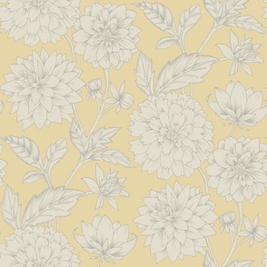 Dahlia Blooms - Soft Yellow