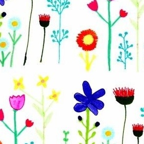 Jasy Mary - floral romantic flowers hand-drawn fabric design pattern