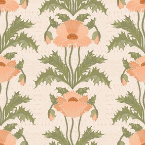 Coral Poppies Cream Large