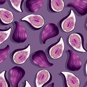 Fruits of figs, Medium scale, Purple on purple background