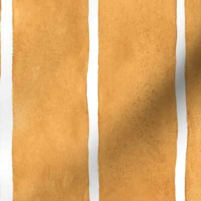 Dusty Orange Watercolor Broad Stripes Horizontal - Large Scale - Halloween Painted Bold Retro Vintage