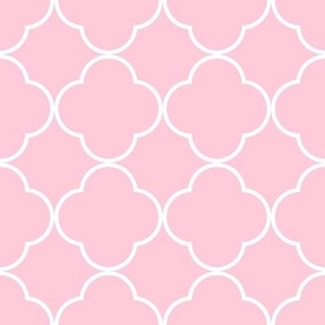 Baby Pink and White Quatrefoil