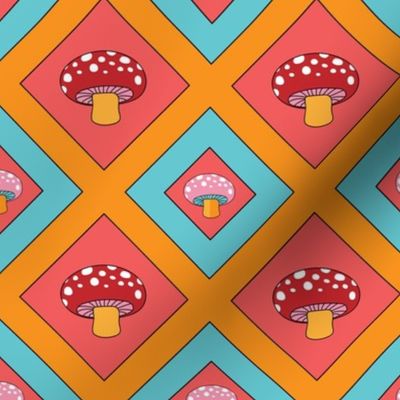 Geometric Mushrooms - Orange/Pink/Blue