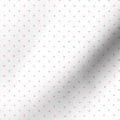 Baby Pink Polka Dots on White Background Small Scale