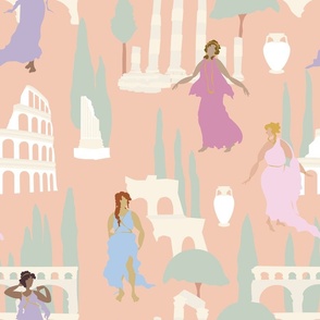 Ancient Roman Ruin Party in Peach Pastel