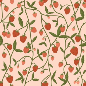 Ditsy Strawberry Vines - Pink