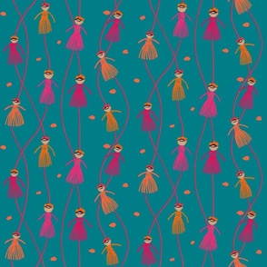 Frida Tribute Tassel Dools | Turquoise Background