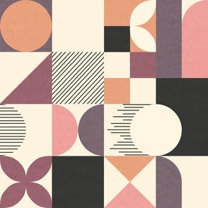 Bauhaus Geometric - Pink and Purple 