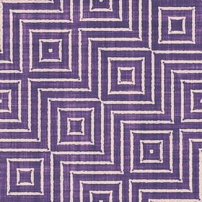 Geometric Optical Illusion Squares Batik Block Print in Orchid Purple and Blush Pink (Medium Scale)