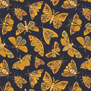 Yellow & Navy Blue Moths