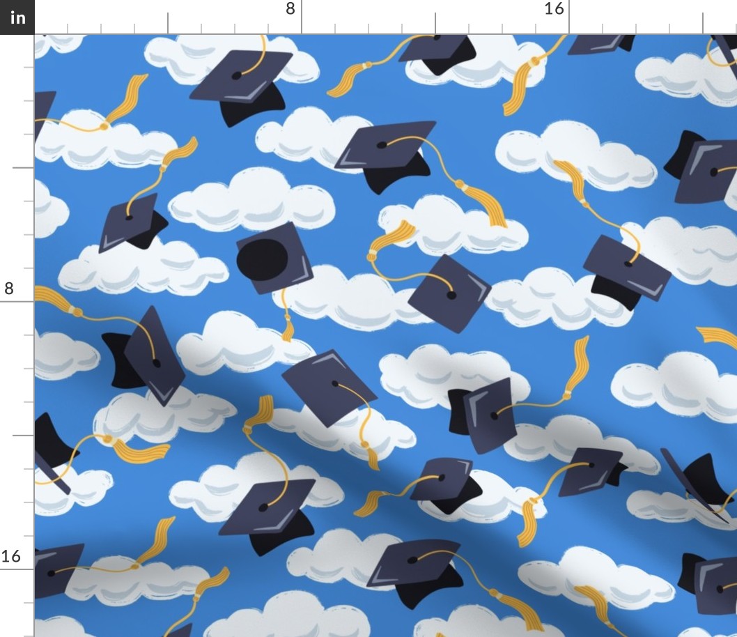 Graduation Caps Tassels Clouds Blue Sky-Large
