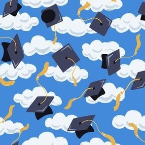 Graduation Caps Tassels Clouds Blue Sky-Medium