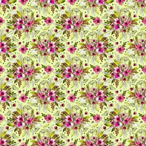 Amanda-Sketched Floral -Yellow Green, Small Scale