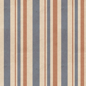 (M-L) Textured Stripes Denim Rust Ecru Wide and Thin