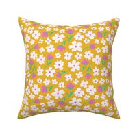 Ditsy Daisies  on Yellow - Large