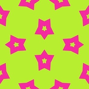Cohesion 30-12: Neon Stars Seamless Pattern (Pink, Green, Fuchsia, Magenta)