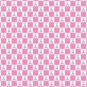 Breast cancer ribbon on checkers 3/4 inch pink and white