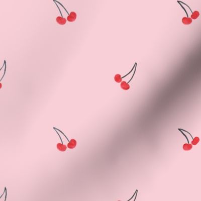 cherries pink background