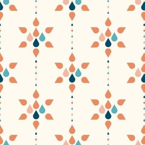 36-a- Medium - Geometric floral tile - Rust blue and pink 