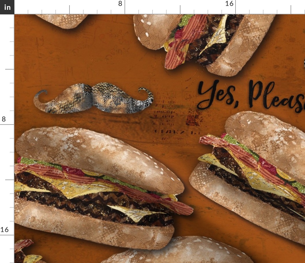 Yes, Please - Cheeseburgers And Mustaches - Copper Edition - X Large Scale 