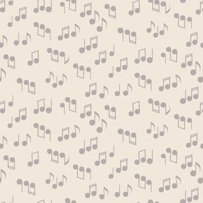 270 - Small scale greige tossed musical notes, symphony in modern gender neutral tones, for baby apparel, gifts for musicians, music teachers, concerts pillows and bags, instrument  music sheets, guitar, violin, piano