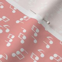 270 - Small scale cheeky blush  pink tossed musical notes, symphony in modern gender neutral tones, for baby apparel, gifts for musicians, music teachers, concerts pillows and bags, instrument  music sheets, guitar, violin, piano