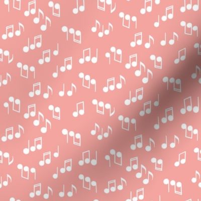 270 - Small scale cheeky blush  pink tossed musical notes, symphony in modern gender neutral tones, for baby apparel, gifts for musicians, music teachers, concerts pillows and bags, instrument  music sheets, guitar, violin, piano