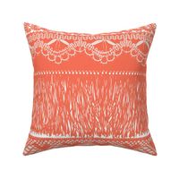 large Passementerie borders in coral