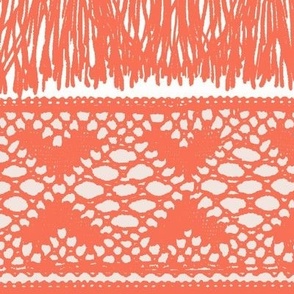 large Passementerie borders in coral