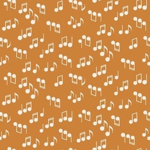 270 - Small scale golden mustard tossed musical notes, symphony in modern gender neutral tones, for baby apparel, gifts for musicians, music teachers, concerts pillows and bags, instrument  music sheets, guitar, violin, piano
