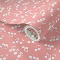 270 - Jumbo scale blush coral pink tossed musical notes, symphony in modern gender neutral tones, for baby apparel, gifts for musicians, music teachers, concerts pillows and bags, instrument  music sheets, guitar, violin, piano
