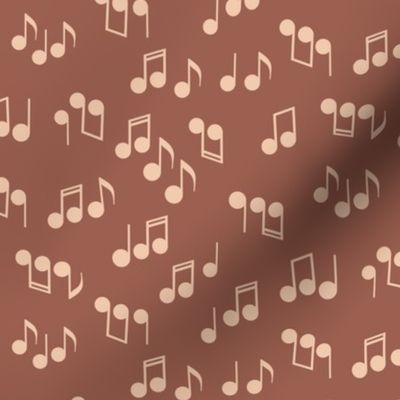 270 - Jumbo scale warm browns tossed musical notes, symphony in modern gender neutral tones, for baby apparel, gifts for musicians, music teachers, concerts pillows and bags, instrument  music sheets, guitar, violin, piano