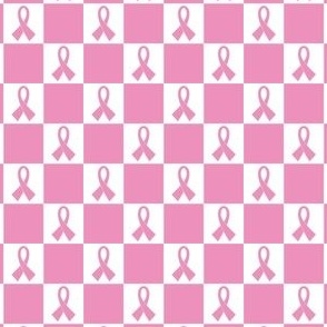 breast cancer ribbon on pink and white checkers large scale