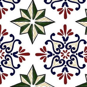 Cap Bon // Traditional Tunisian Tile ( Green Blue Mauve )