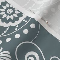 Decorative Tassel Lace Chandelier - White on Slate Gray