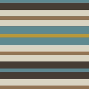  Stripes in blue brown beige mustard