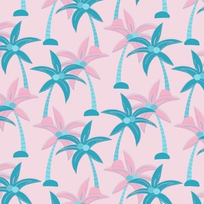 Pink and Blue Palm tree Large