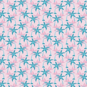 Pink and Blue Palm tree Small