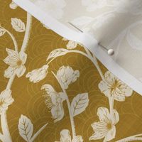 Cherry blooms [medium scale - 9-inch fabric, 12-inch wallpaper repeat] Mustard