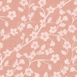 Cherry blooms [medium scale - 9-inch fabric, 12-inch wallpaper repeat] Peach