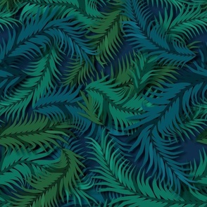 Palm tree leaves - green and blue