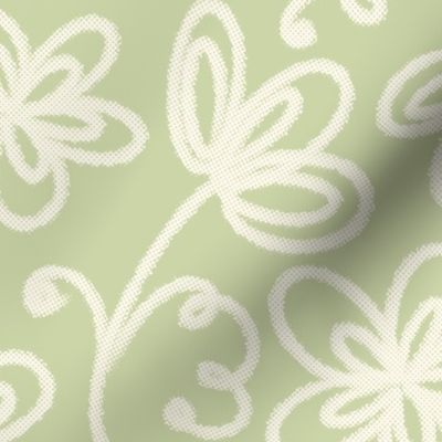 Pastel green thread floral pattern 
