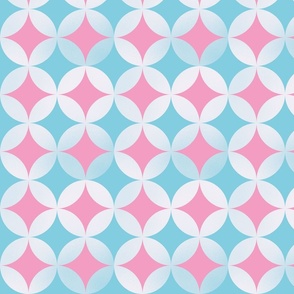 interlocking circles in pink and light blue | medium