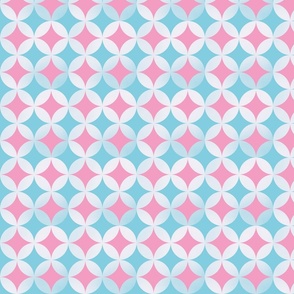 interlocking circles in pink and blue | small