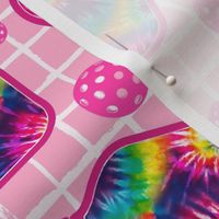 Large Scale Pickleball Paddles and Balls Tie Dye and Pink