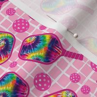 Medium Scale Pickleball Paddles and Balls Tie Dye and Pink
